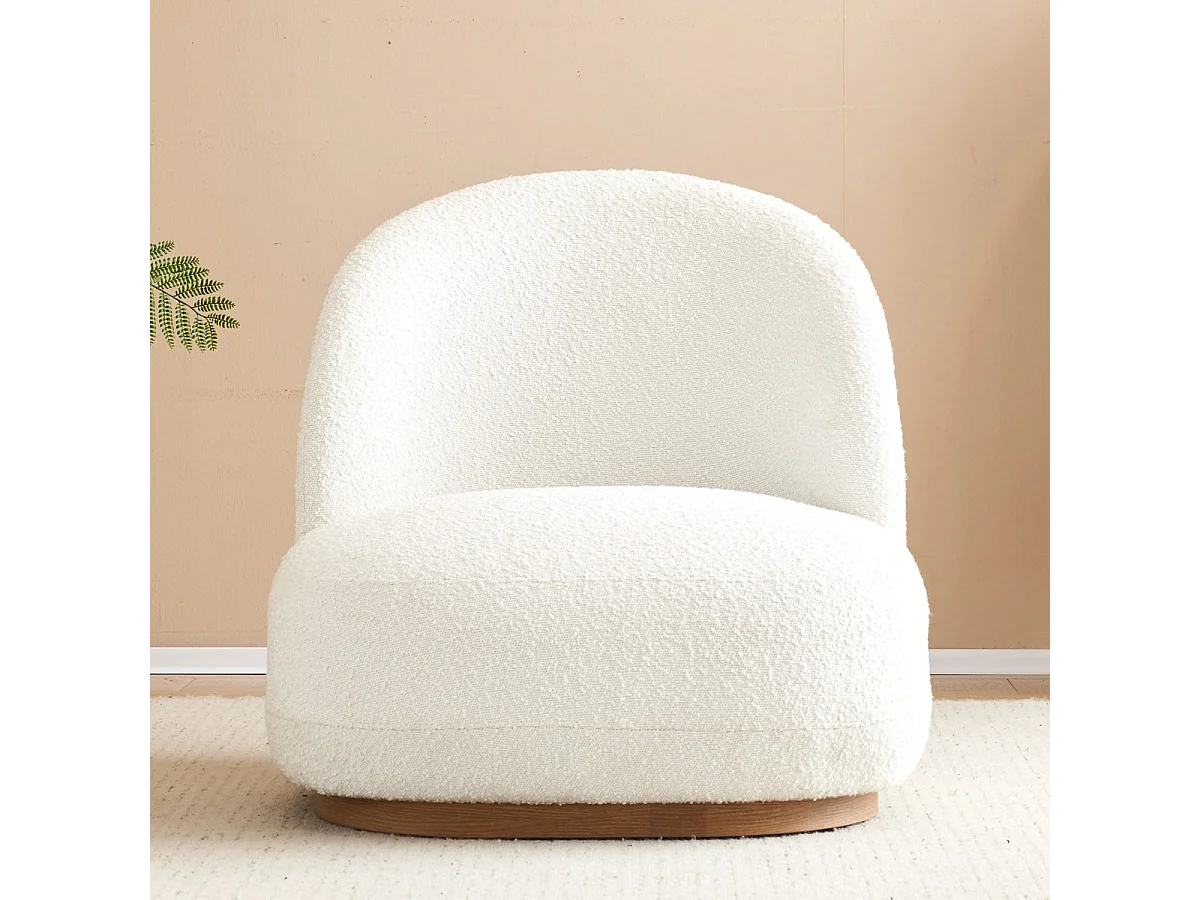 Fauteuil en tissu bouclette beige - Colette