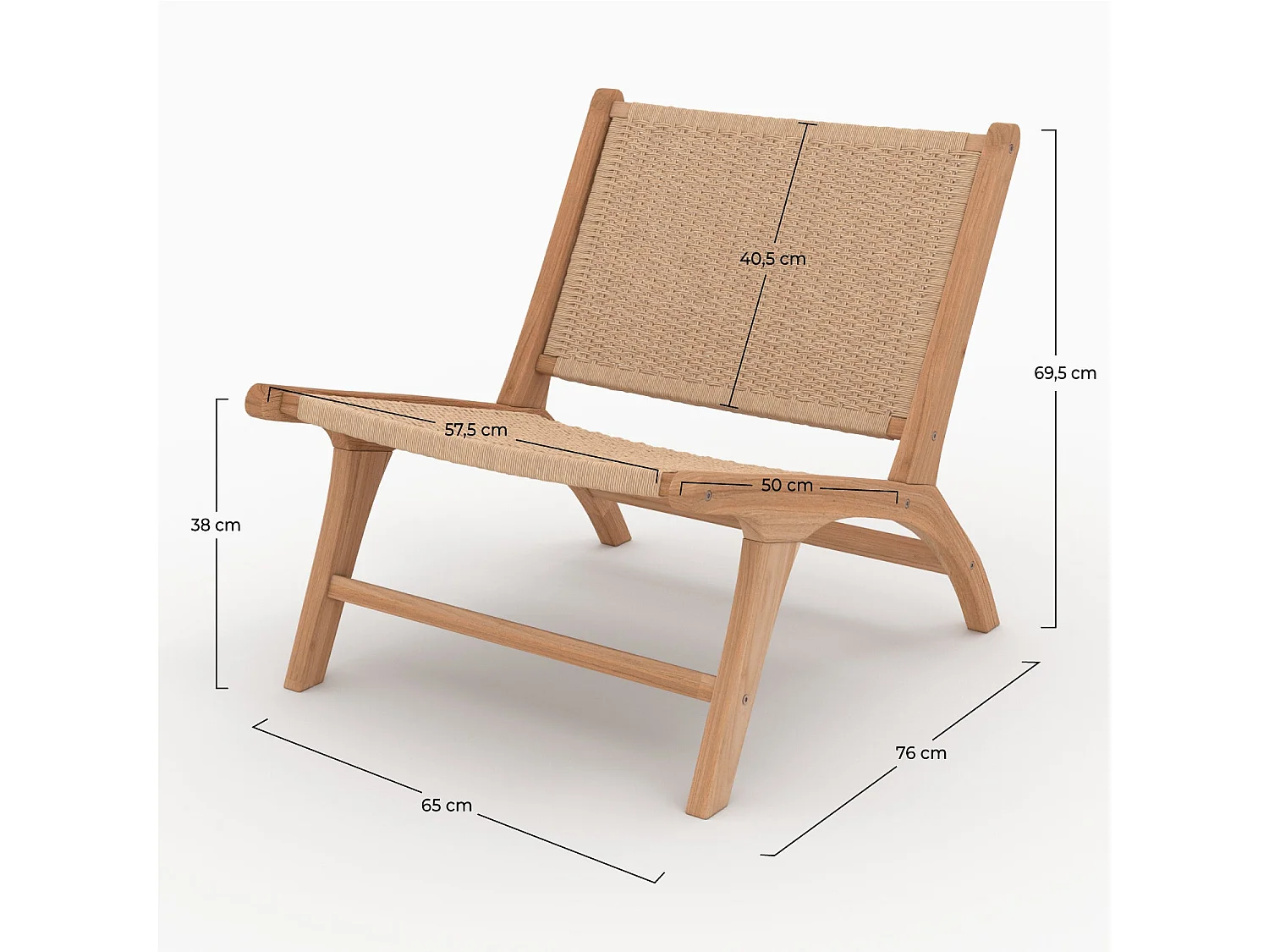 Sedia Kilka in legno di teak e corda in loom - Kilka