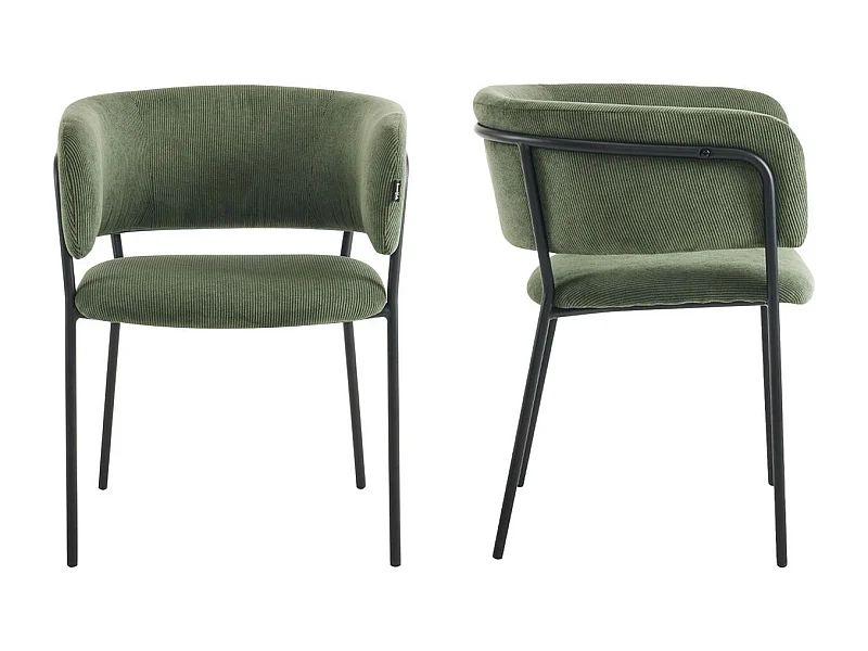 Lot de 2 fauteuils de table en velours côtelé vert - Malone