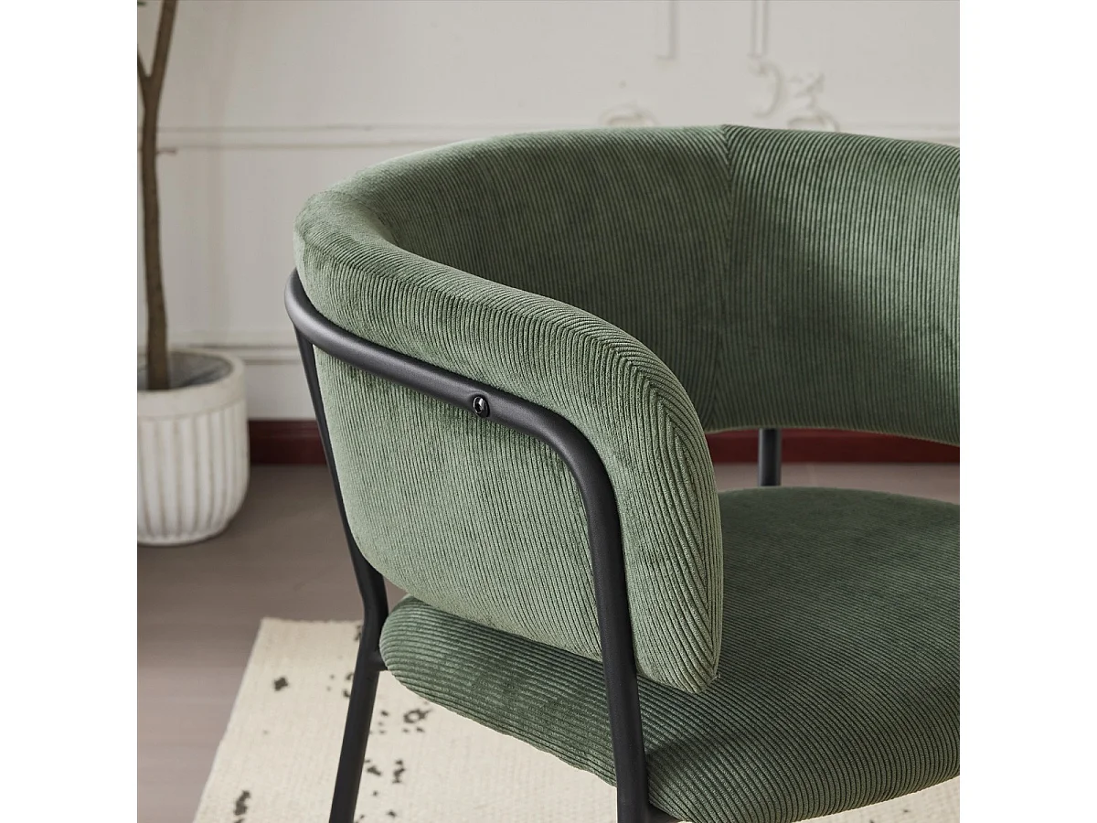 Lot de 2 fauteuils de table en velours côtelé vert - Malone