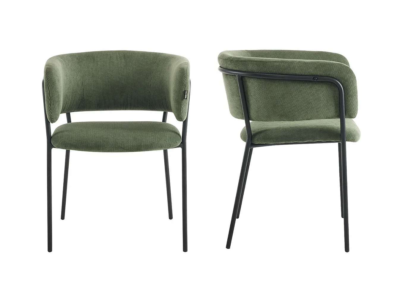 Lot de 2 fauteuils de table en velours côtelé vert - Malone