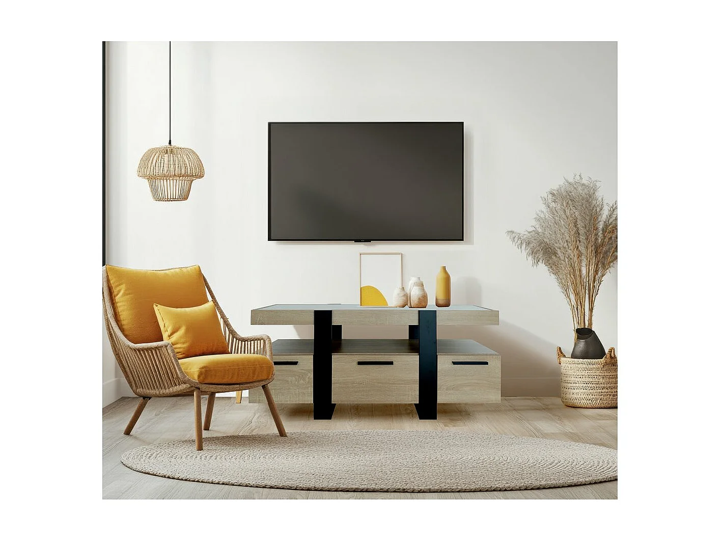 Mueble TV de madera "Phoenix" - 116 x 40 x 50 cm - Marrón -