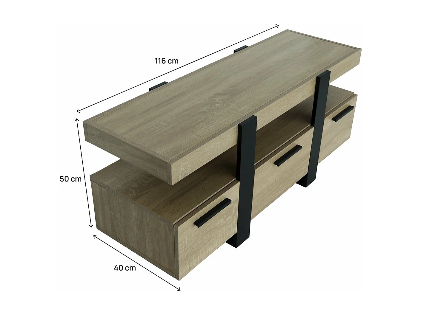 Mueble TV de madera "Phoenix" - 116 x 40 x 50 cm - Marrón -