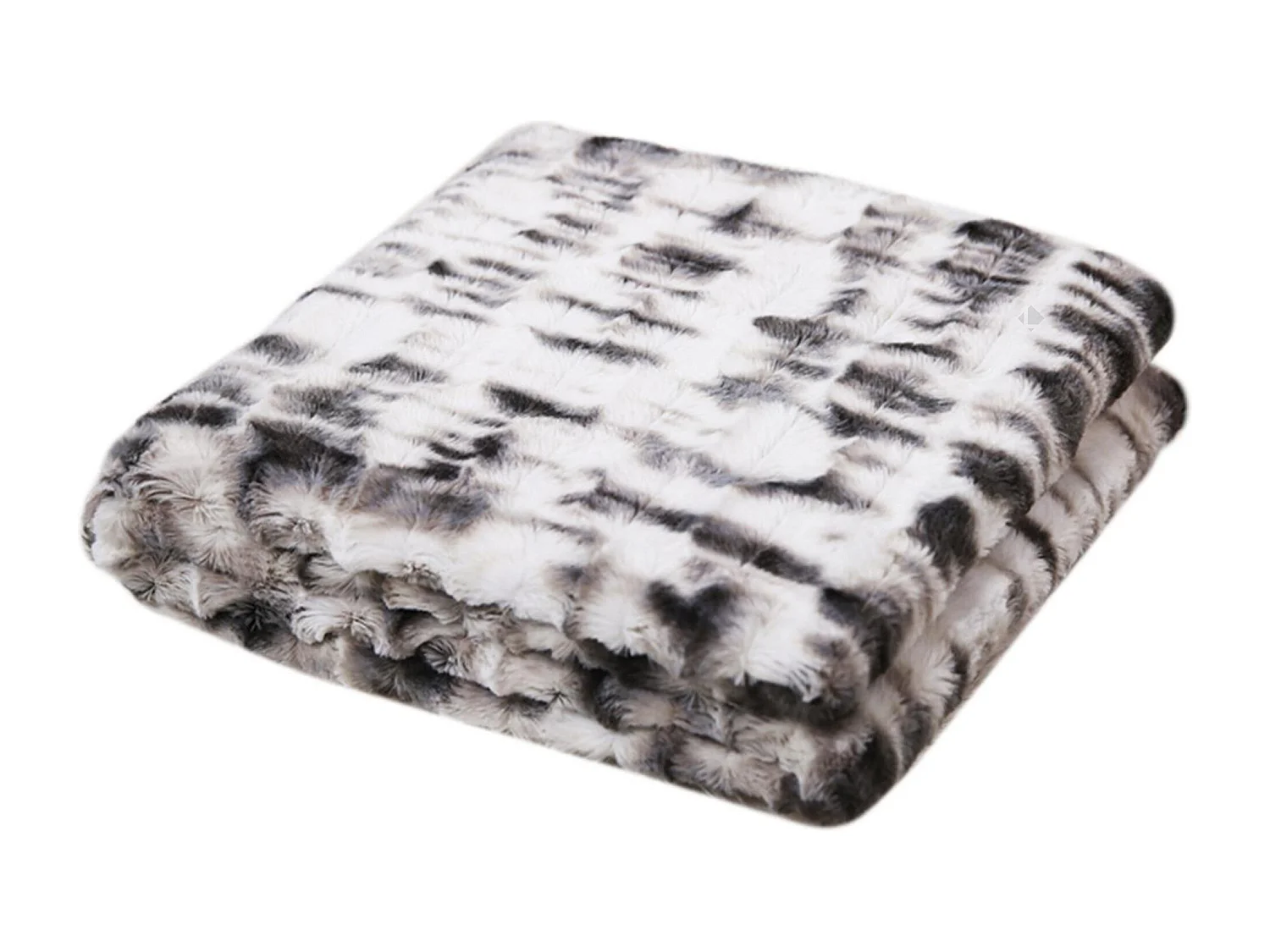 Plaid en polyester 140x200 cm NINA fausse fourrure bicolore noir et blanc