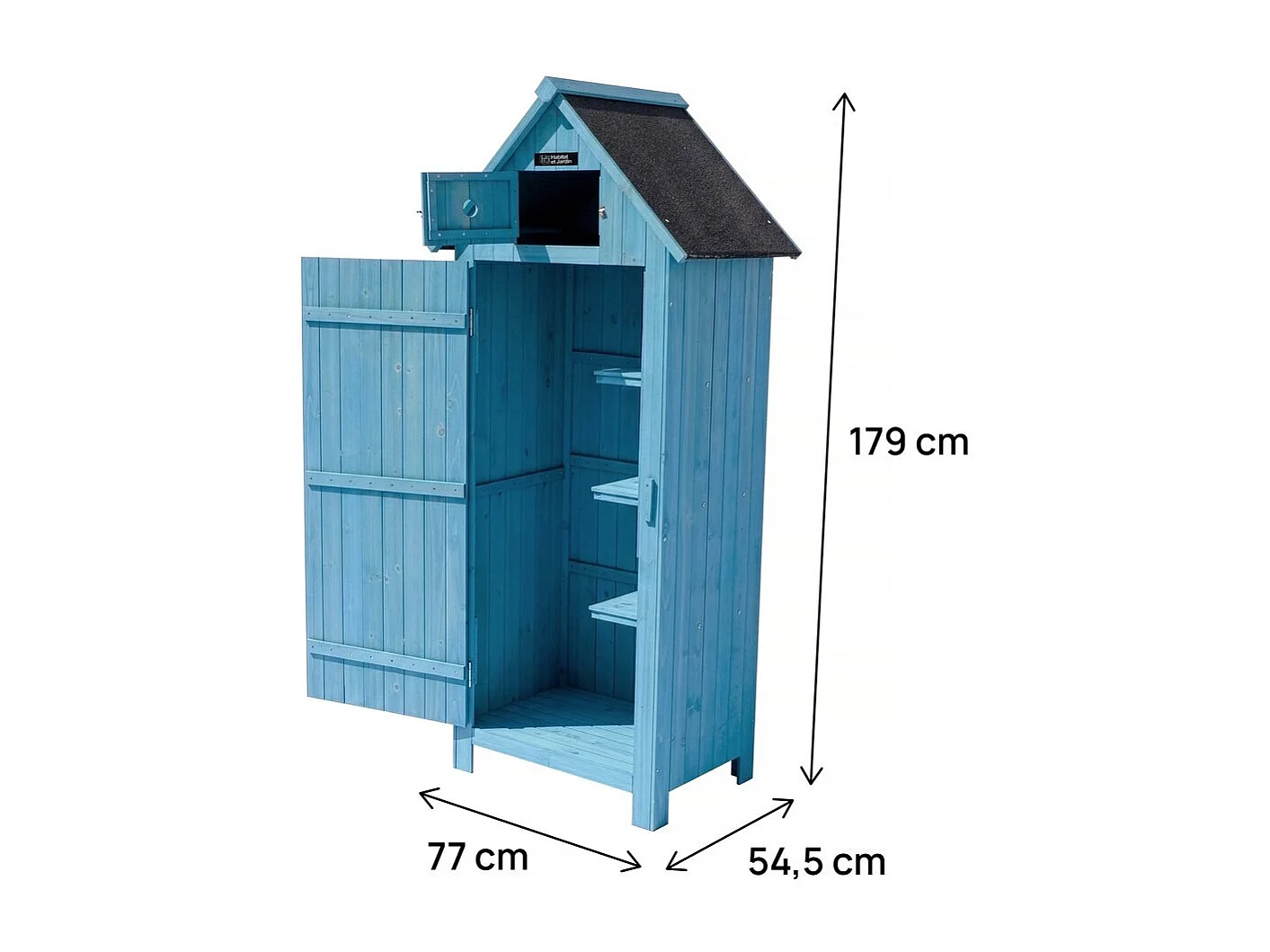Tuinkast houten tuin berging "Cabanon" - 77 x 54,5 x 179 cm - Blauw hemelsblauw