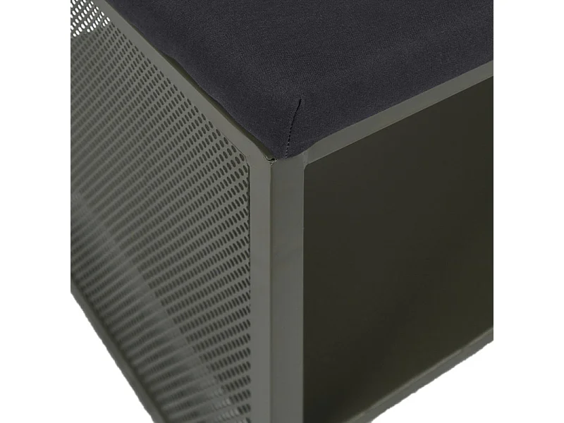 Banc entrée L. 102 cm en métal ajouré vert foncé et tissu - LONE 6986
