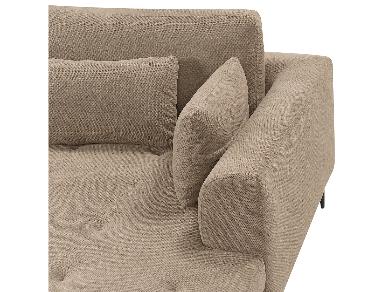 Canapé d'Angle Côté droite 3 Places Rembourré en Tissu Marron Clair Flam