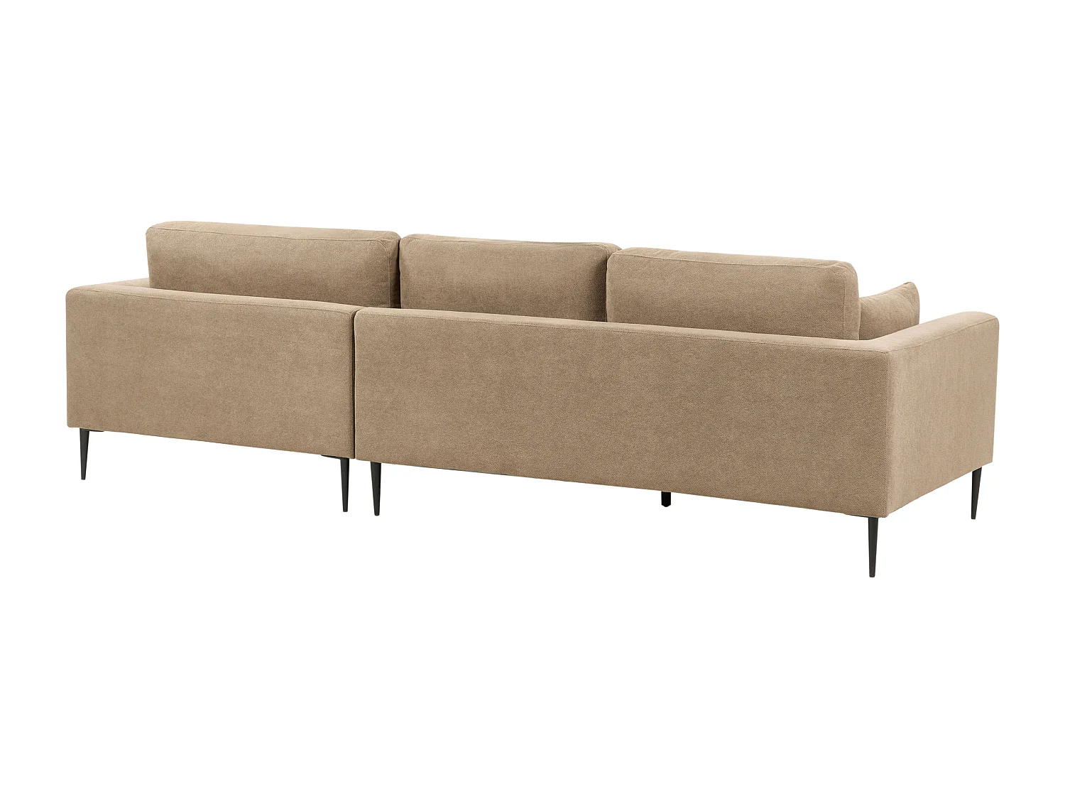 Canapé d'Angle Côté Gauche 3 Places Rembourré en Tissu Marron Clair Flam