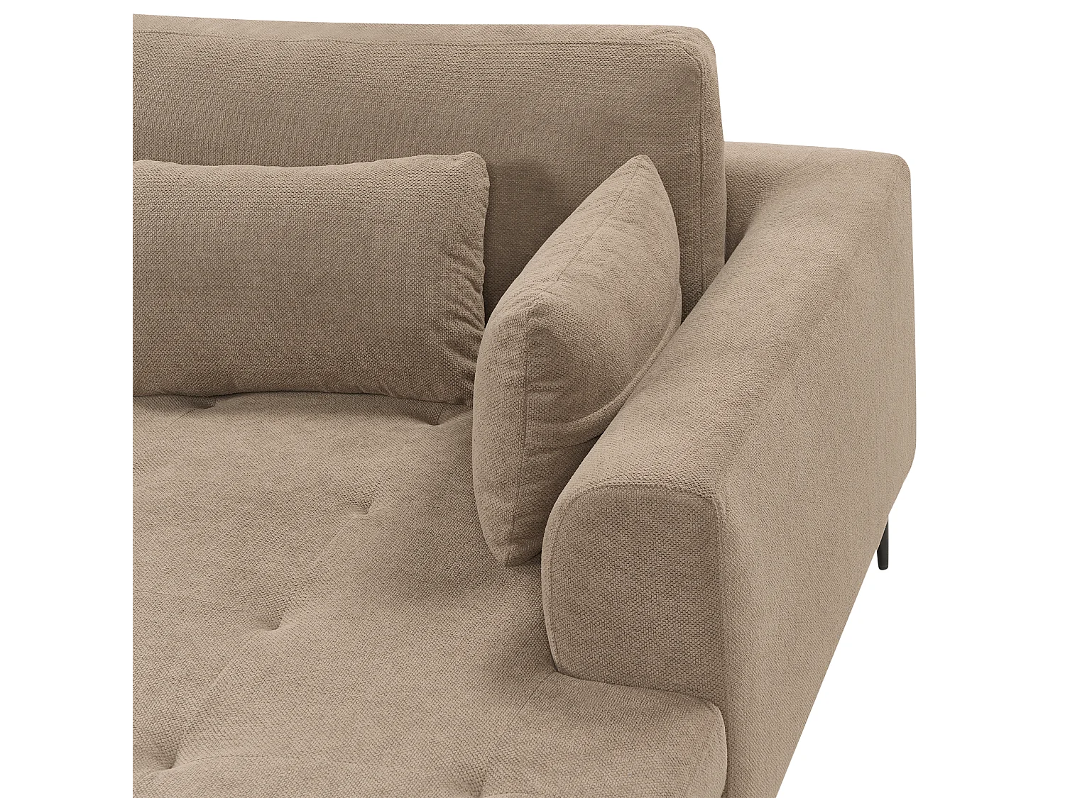 Canapé d'Angle Côté Gauche 3 Places Rembourré en Tissu Marron Clair Flam