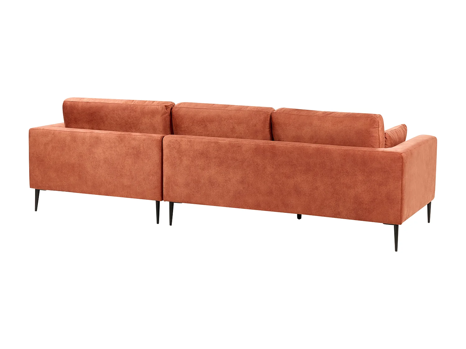 Canapé d'Angle Côté droite 3 Places Rembourré en Velours Orange Flam