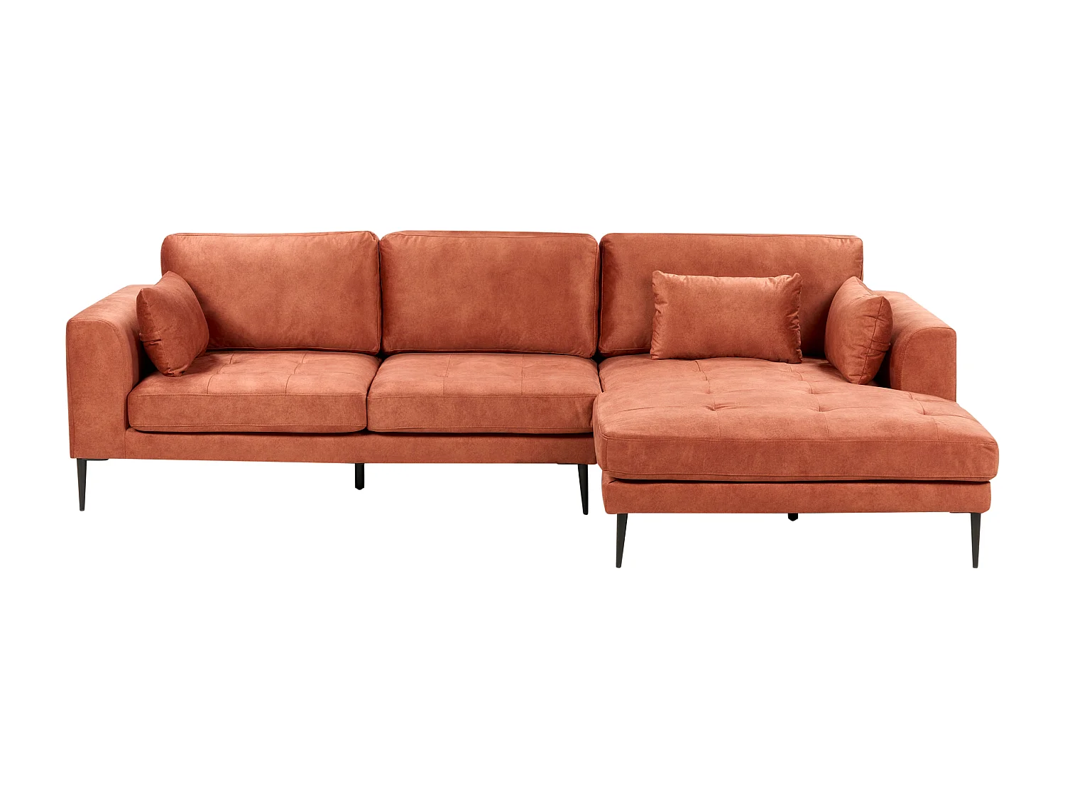 Divano angolare FLAM Velluto Arancione 3 posti Lato Sinistro