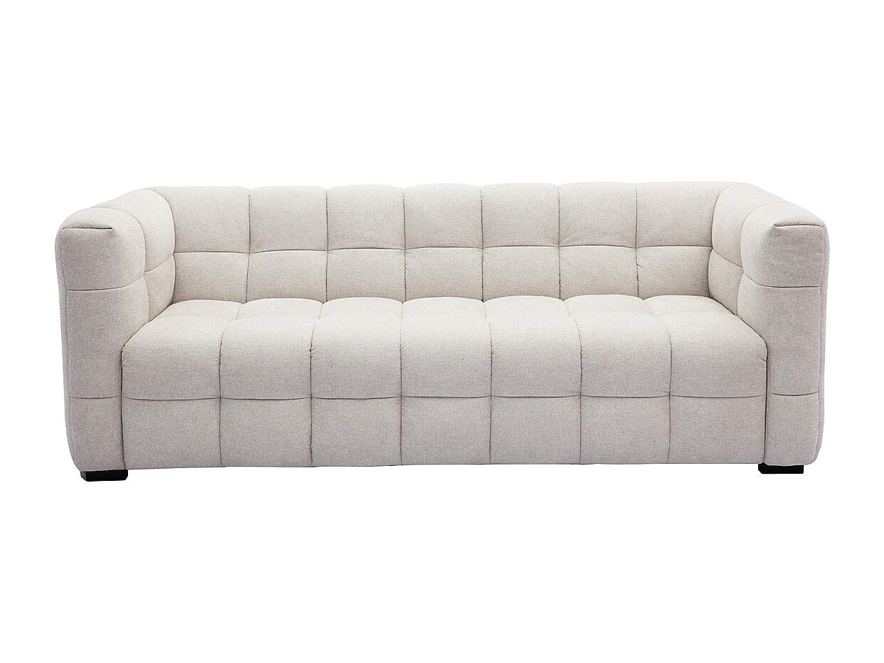 Sofá moderno 3 plazas de tejido efecto aterciopelado texturizado beige CORTO