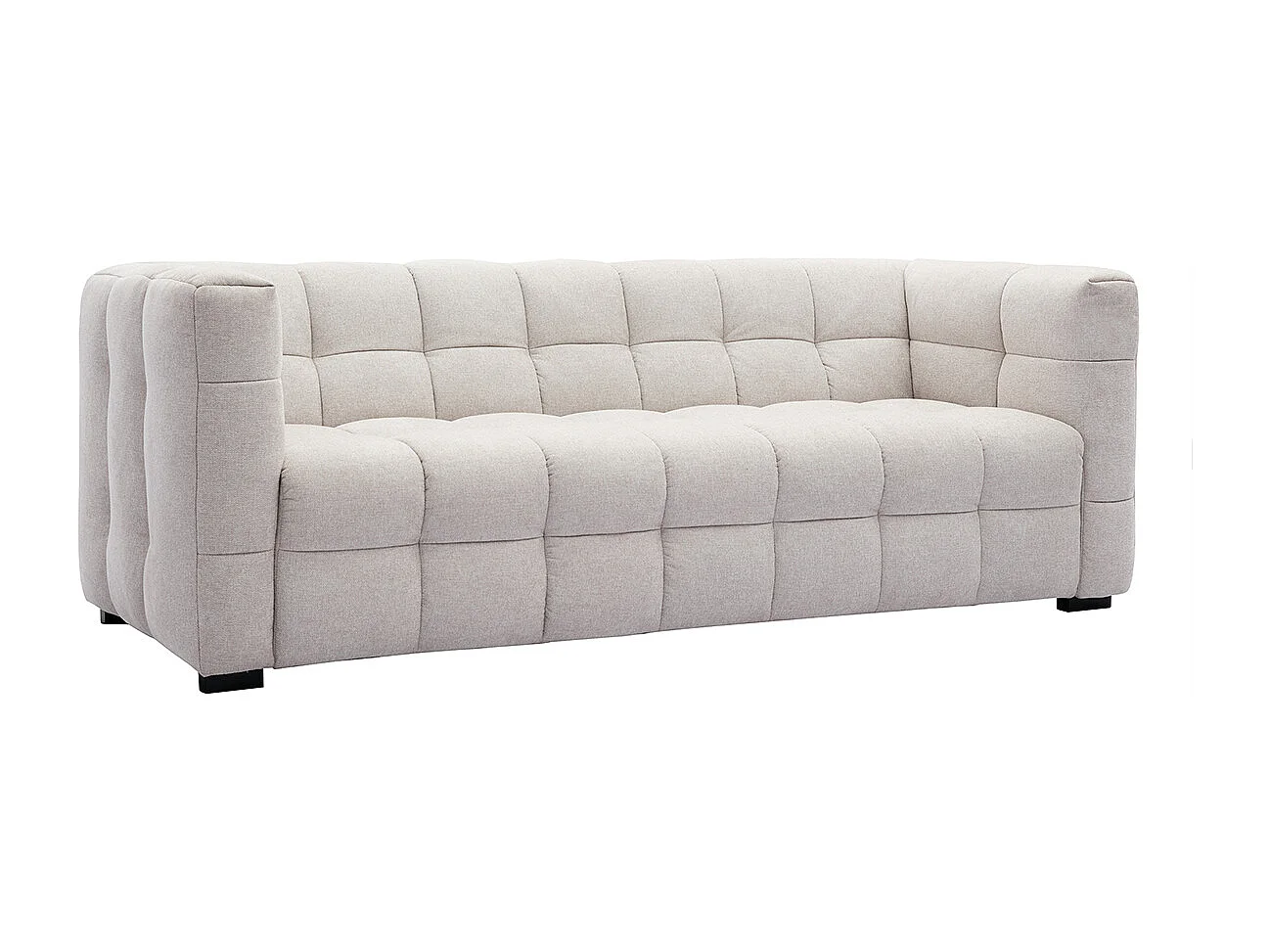 Canapé design 3 places en tissu effet velours texturé beige CORTO