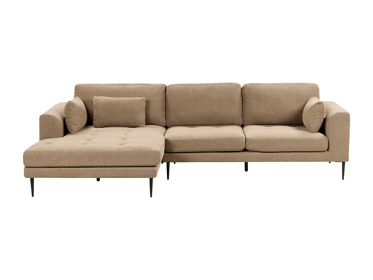 Canapé d\'Angle Côté Droit 3 Places Rembourré en Tissu Marron Clair Flam