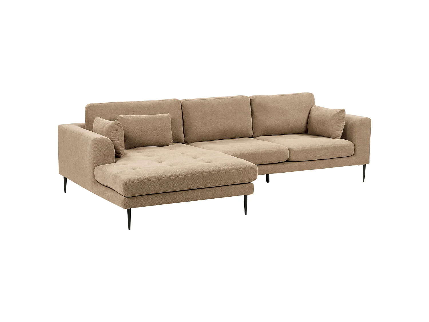 Sofá esquinero FLAM Tela Marrón claro 3 plazas Derecha