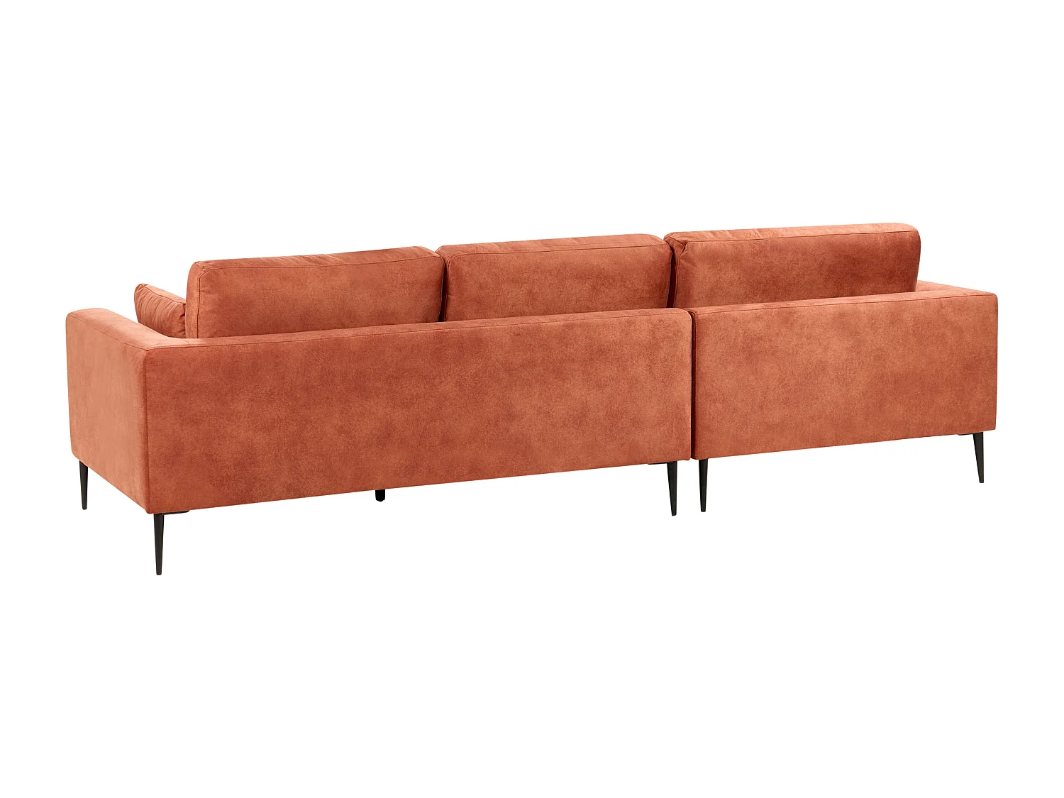 Canapé d'Angle Côté Droit 3 Places Rembourré en Velours Orange Flam