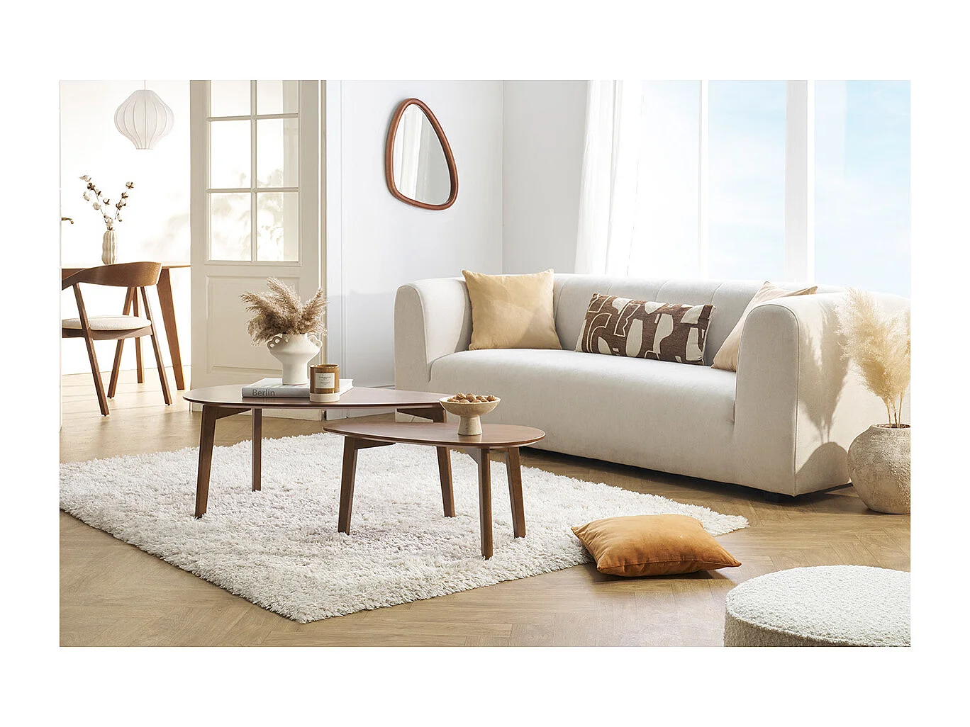 Klassische Couchtische aus Nussbaumholz (2er-Set) ARTIK