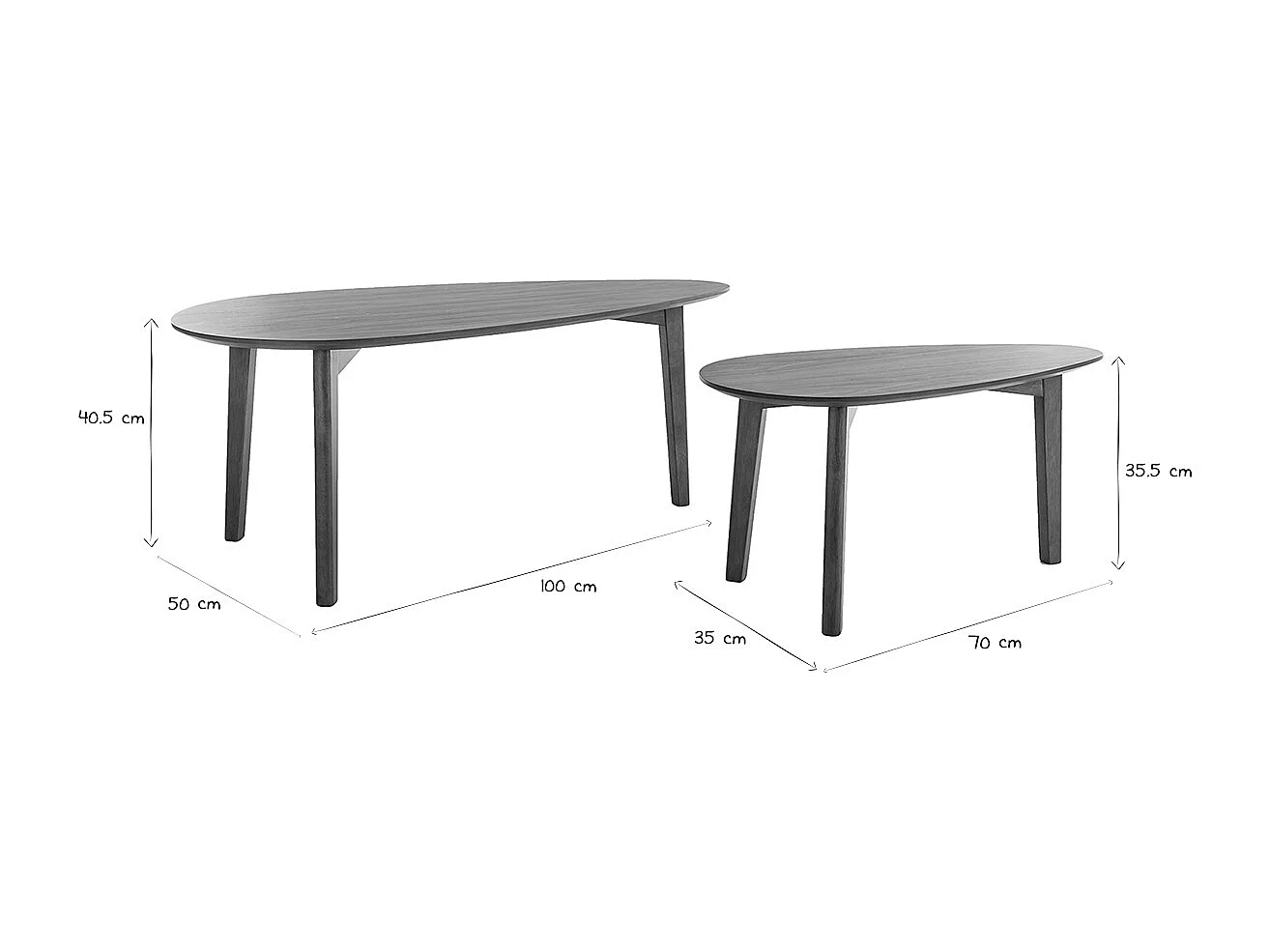 Klassische Couchtische aus Nussbaumholz (2er-Set) ARTIK