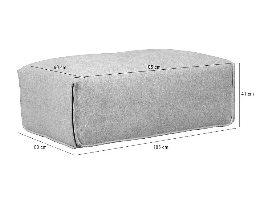 Pouf 105 cm pour canapé composable tissu gris clair - LIVING
