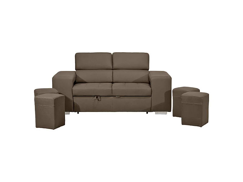 Canapé convertible 3 places en microfibre taupe VEGAS