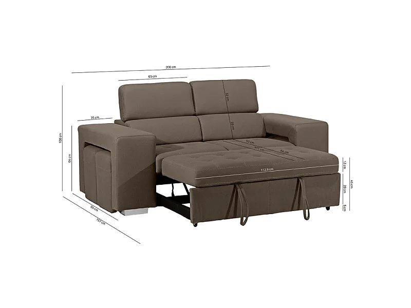 Canapé convertible 3 places en microfibre taupe VEGAS