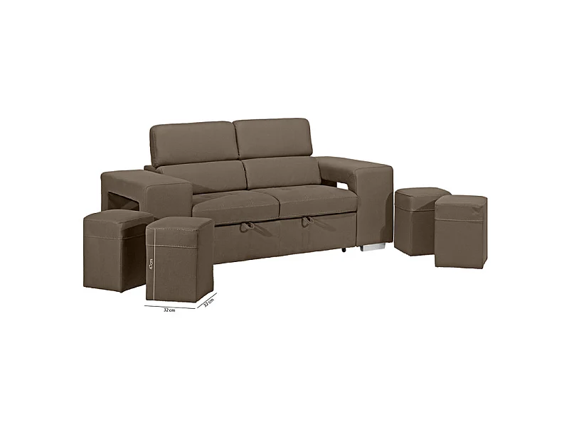 Canapé convertible 3 places en microfibre taupe VEGAS