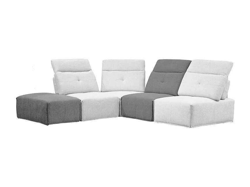 Angle modulable en tissu gris dossier et appui-tête réglable - LIVING