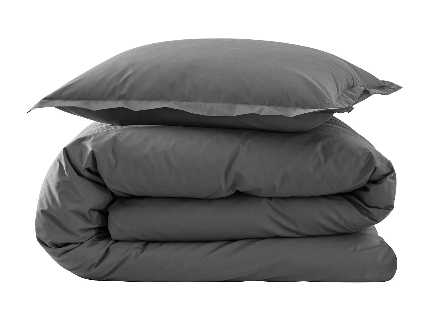 Parure de lit coton percale Anthracite 240x220 - SOMEO  - MORPHEE