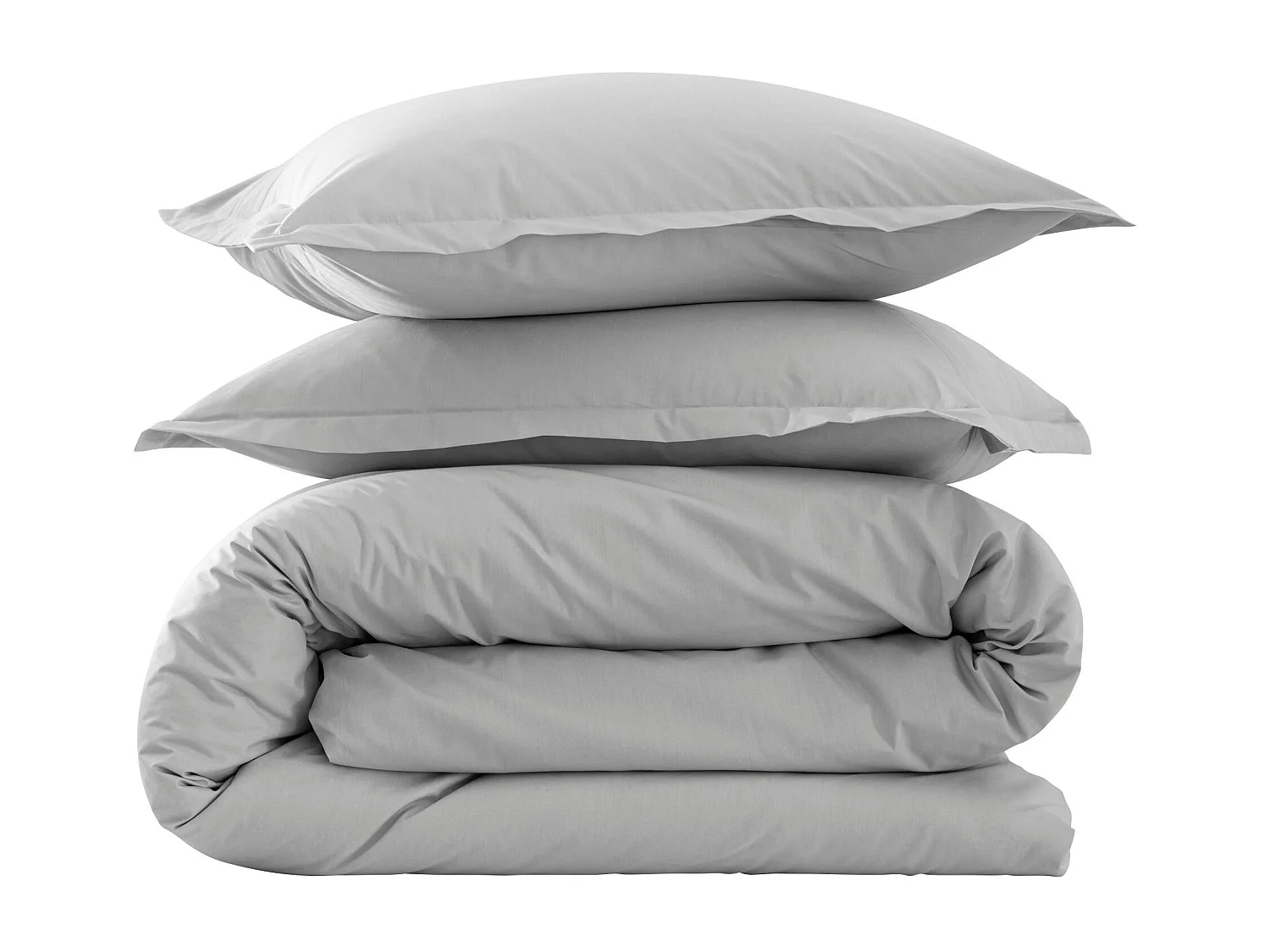 Parure de lit coton percale Gris 260x240 - SOMEO - MORPHEE