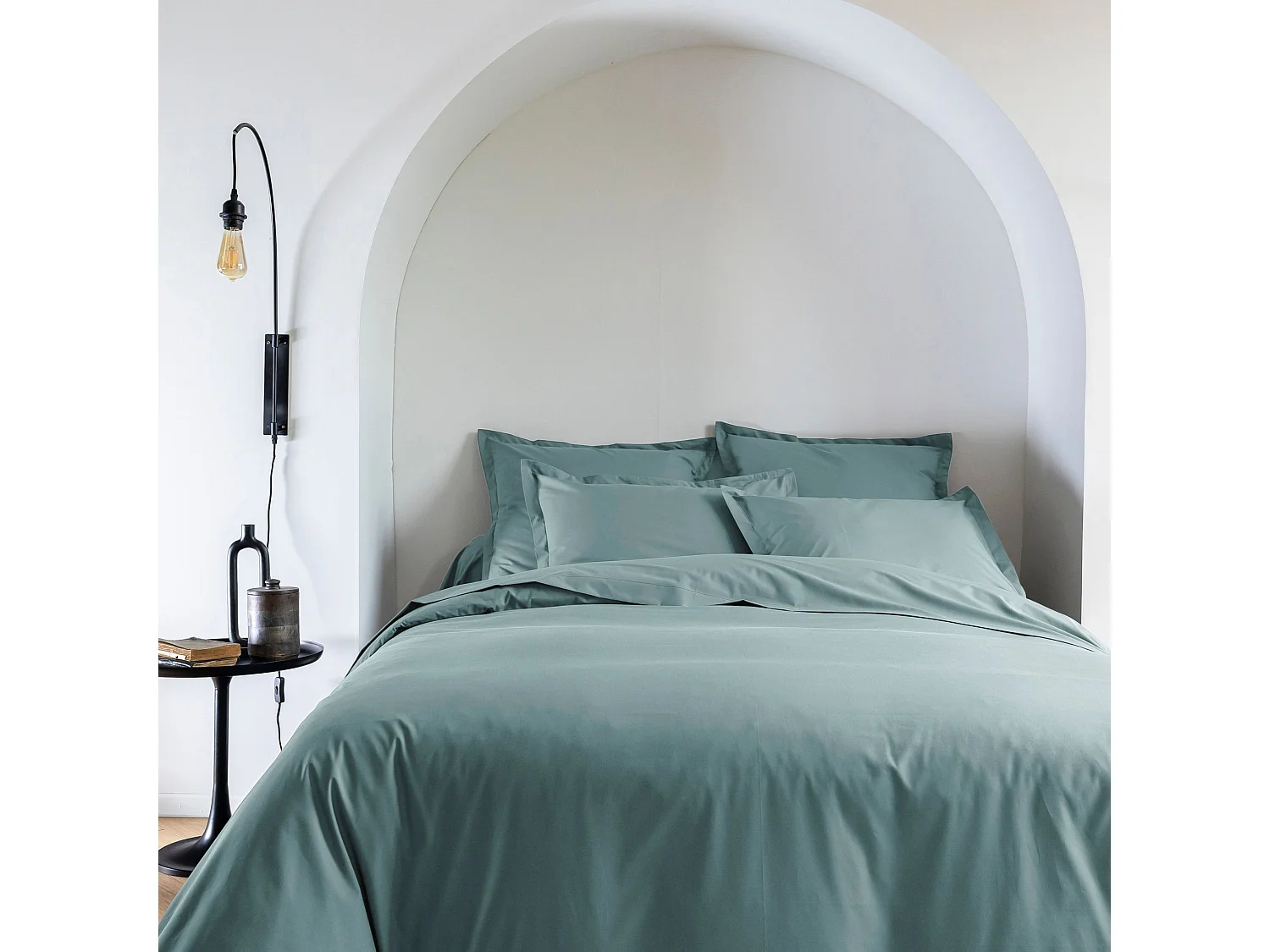 Parure de lit coton percale Bleu 140x200 - SOMEO - MORPHEE