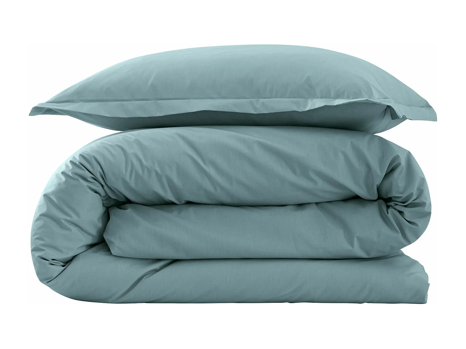 Parure de lit coton percale Bleu 200x200 - SOMEO - MORPHEE