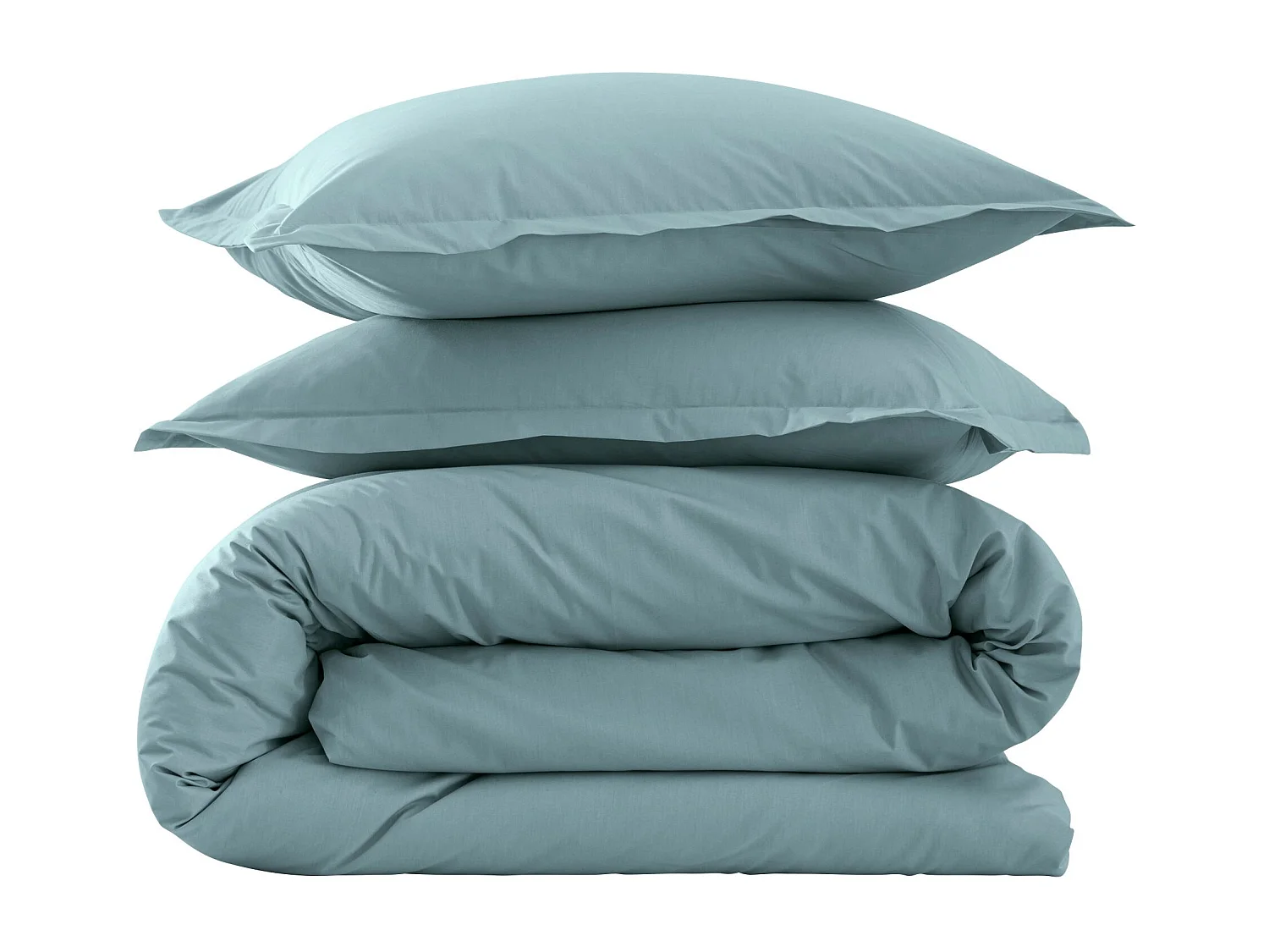 Parure de lit coton percale Bleu 200x200 - SOMEO - MORPHEE