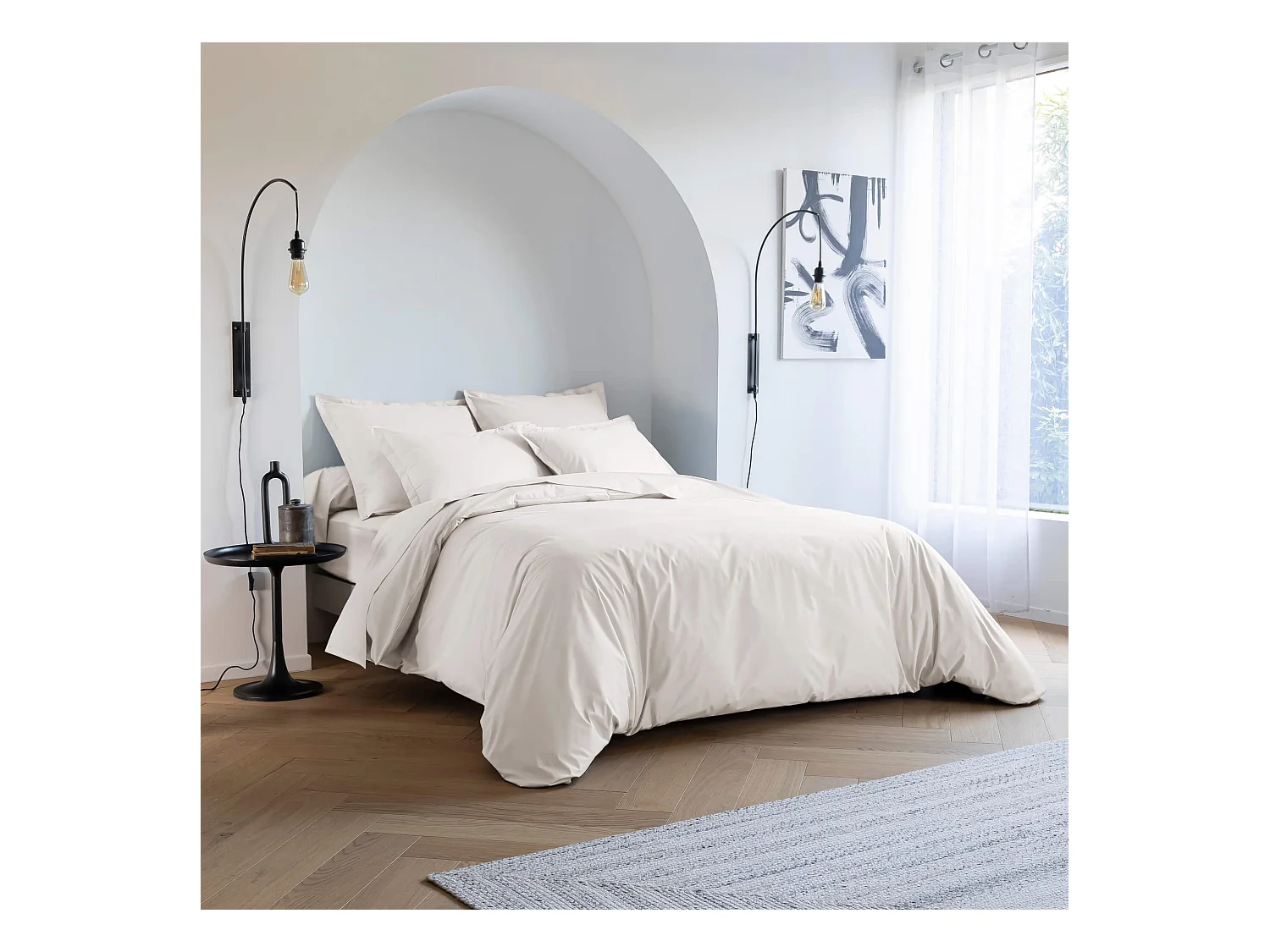Parure de lit coton percale Meringue 240x220 - SOMEO - MORPHEE