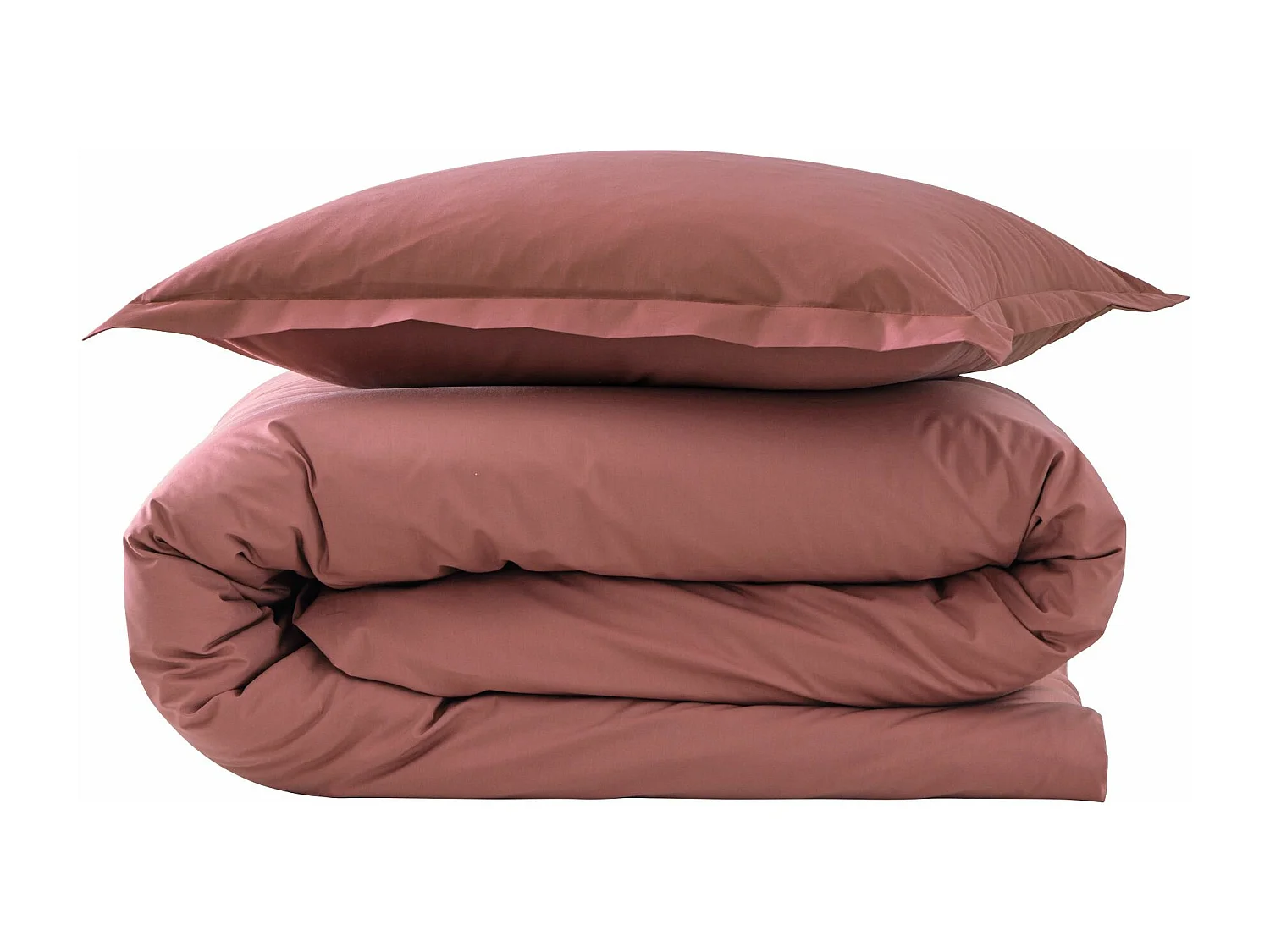 Parure de lit coton percale Rose 240x220 - SOMEO - MORPHEE