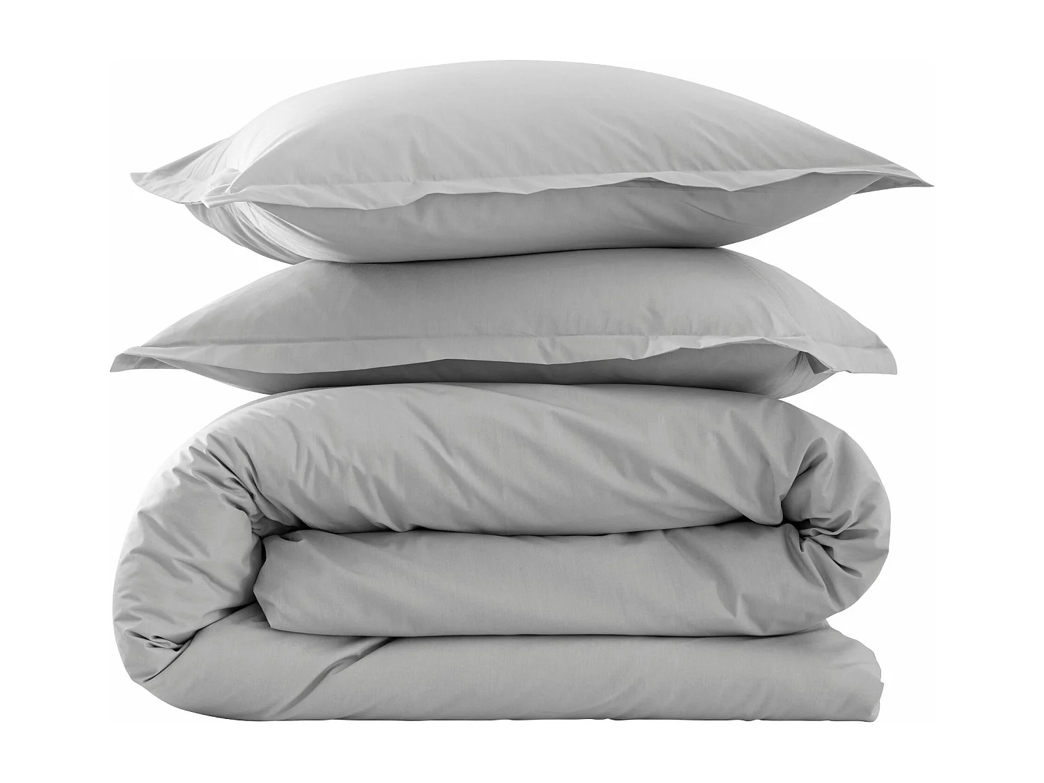 Parure de lit coton percale Gris 140x200 - SOMEO - MORPHEE