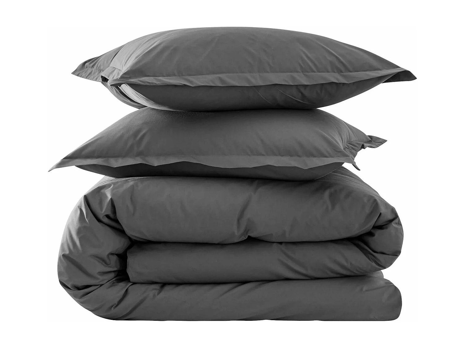 Parure de lit coton percale Anthracite 200x200 - SOMEO  - MORPHEE