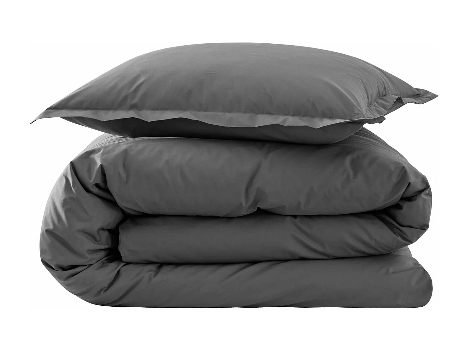 Parure de lit coton percale Anthracite 200x200 - SOMEO  - MORPHEE