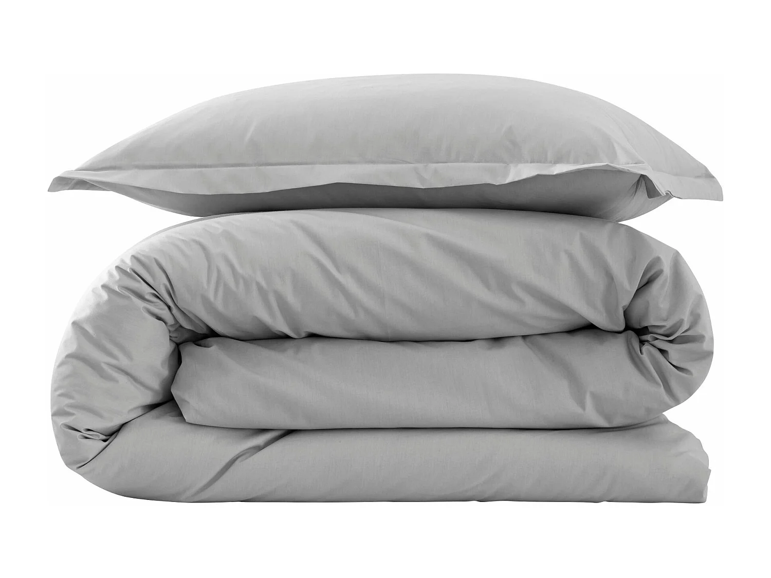 Parure de lit coton percale Gris 200x200 - SOMEO - MORPHEE