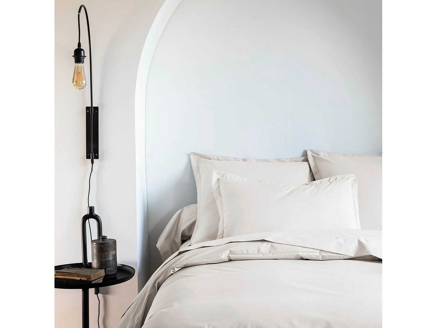 Taie d'oreiller coton percale Écru 65x65 - SOMEO - MORPHEE