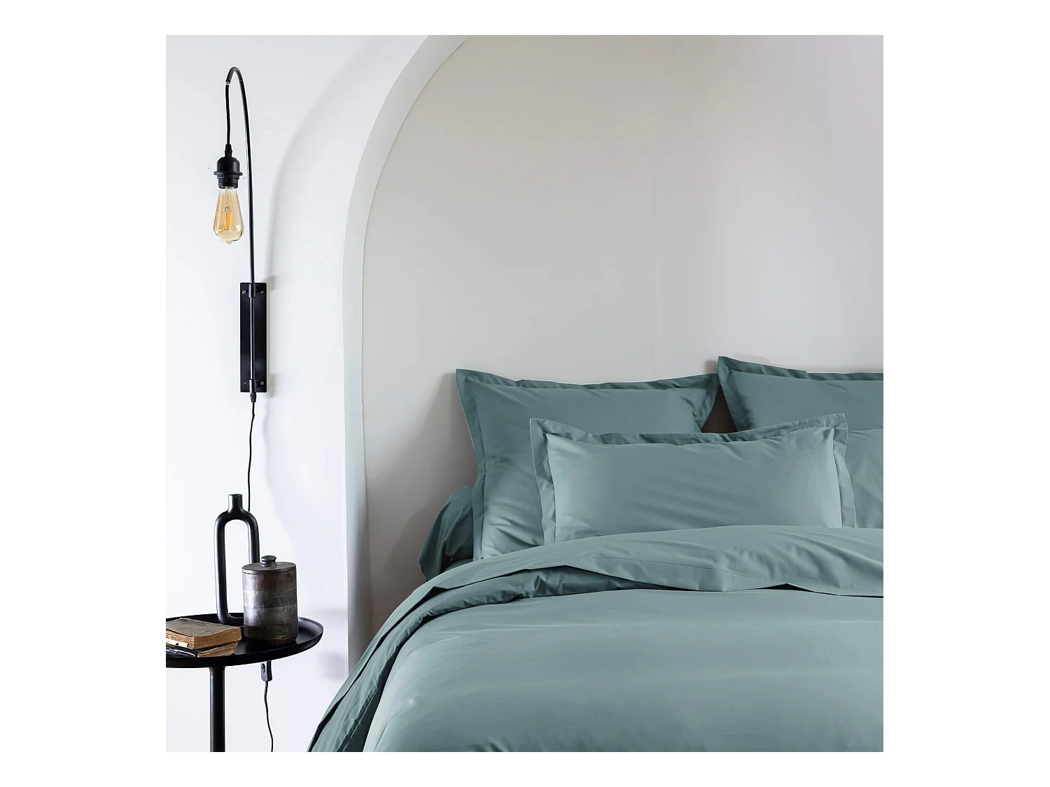Taie d'oreiller coton percale Bleu 50x70 - SOMEO - MORPHEE