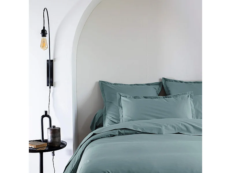 Taie d'oreiller coton percale Bleu 65x65 - SOMEO - MORPHEE