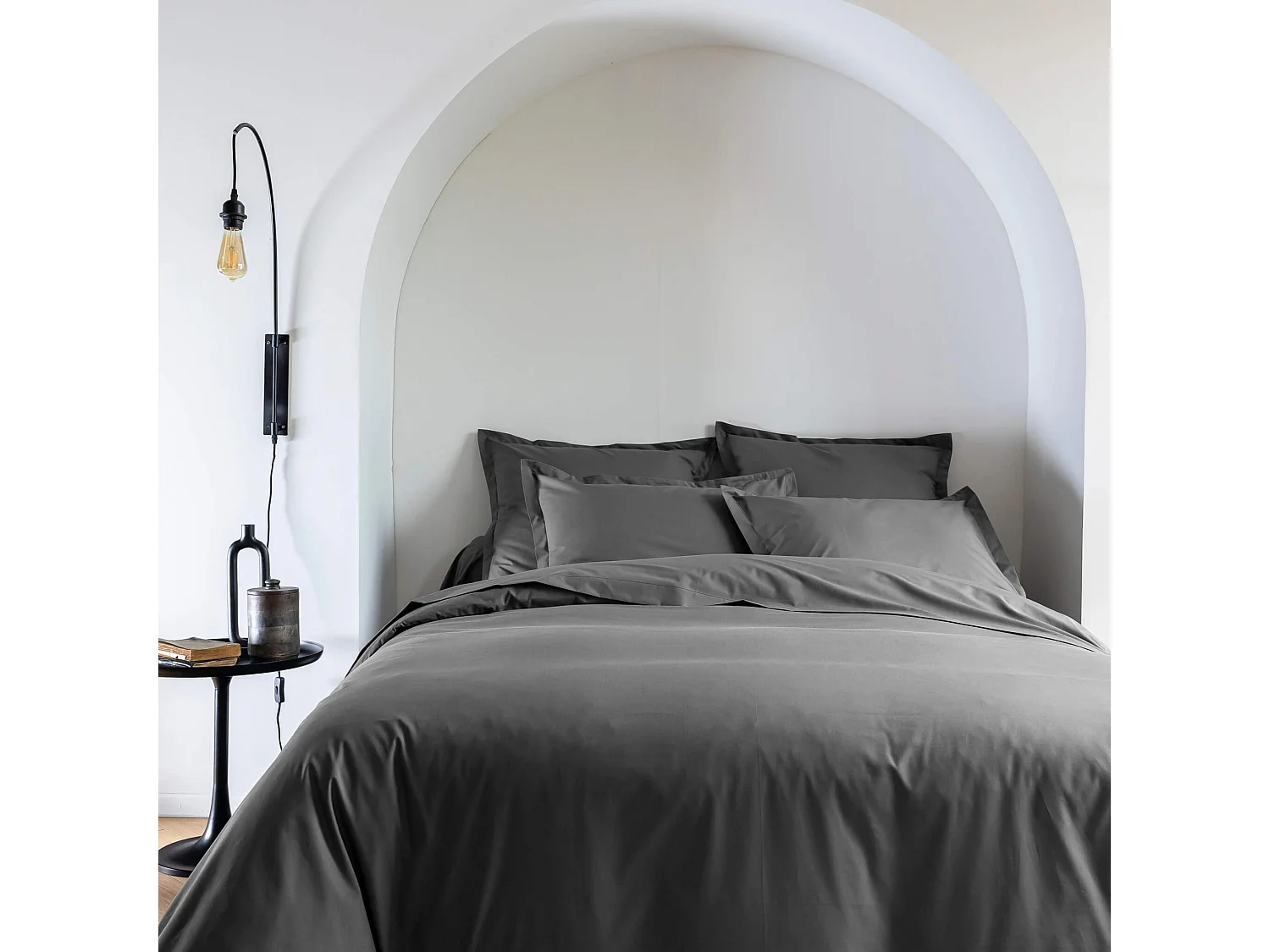 Housse de couette coton percale Anthracite 240x220 - SOMEO - MORPHEE
