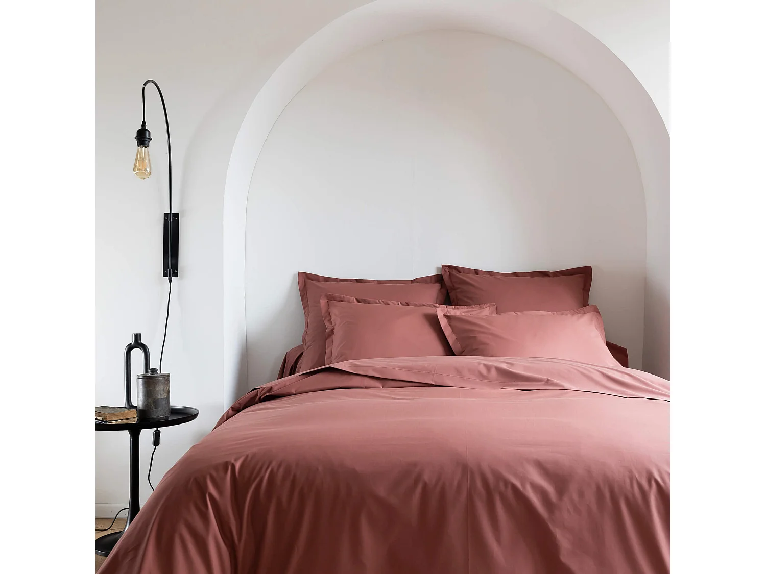 Housse de couette coton percale Rose 140x200 - SOMEO - MORPHEE