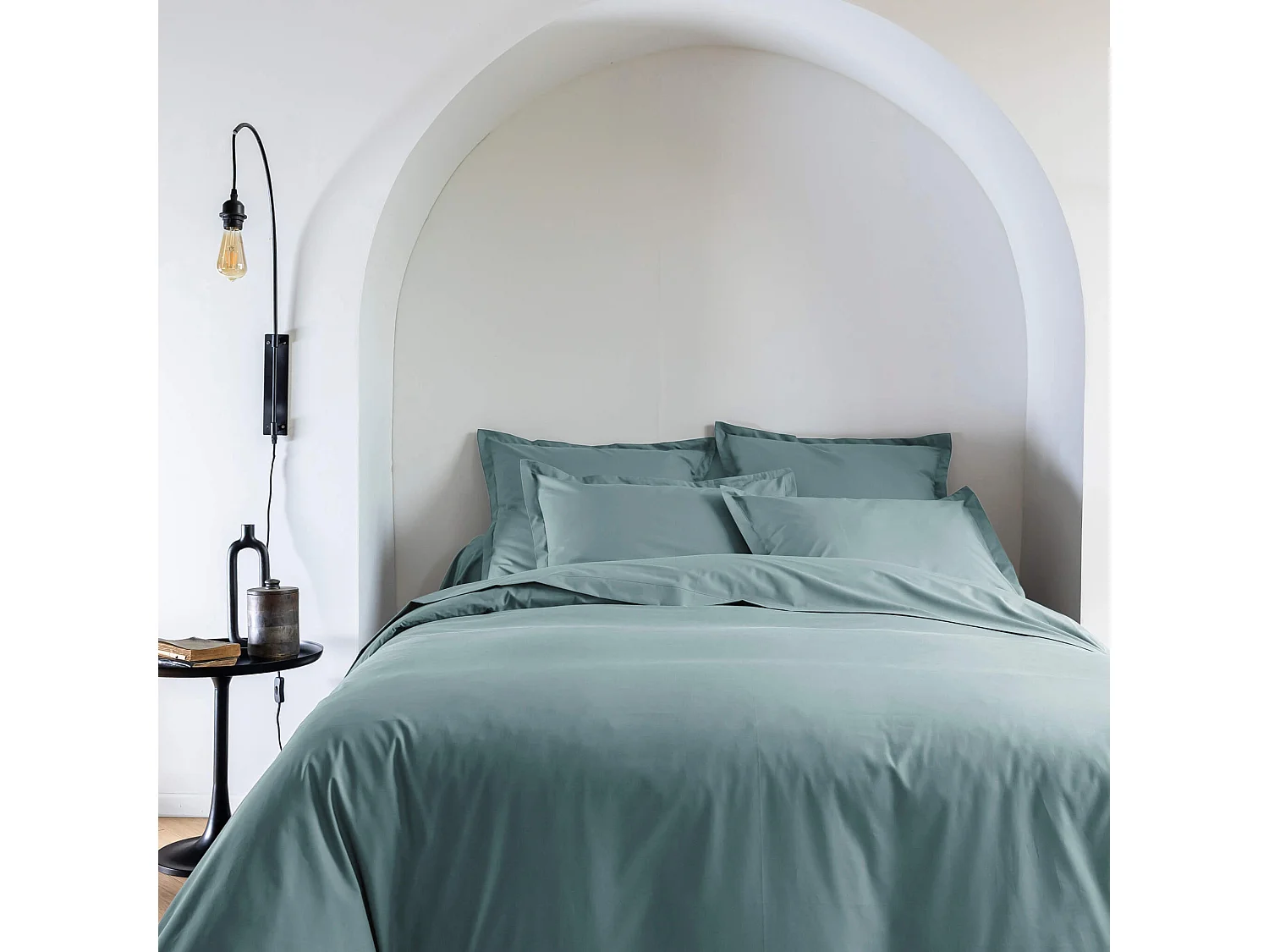 Housse de couette coton percale Bleu 200x200 - SOMEO - MORPHEE