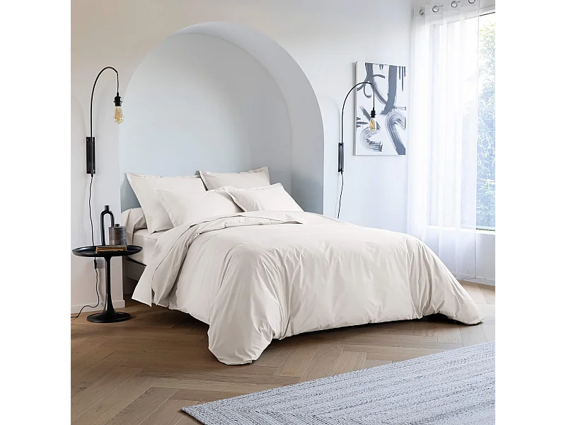 Housse de couette coton percale Écru 240x220 - SOMEO - MORPHEE