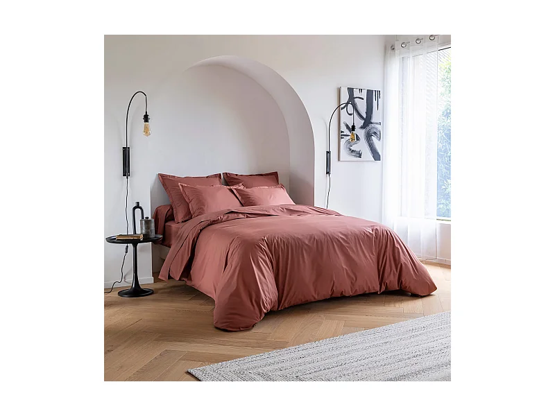Housse de couette coton percale Rose 260x240 - SOMEO - MORPHEE