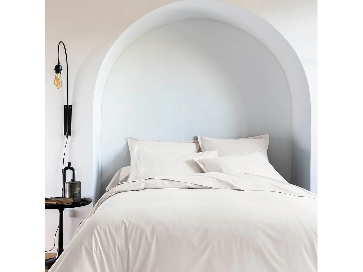 Housse de couette coton percale Écru 200x200 - SOMEO - MORPHEE