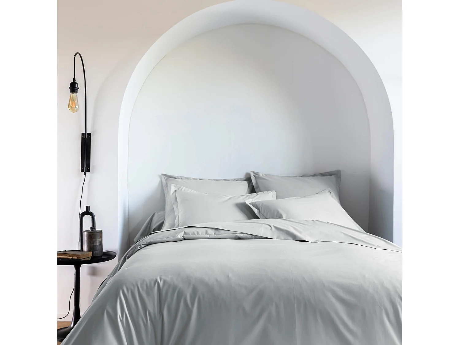 Housse de couette coton percale Gris 200x200 - SOMEO - MORPHEE