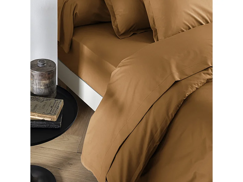 Drap plat coton percale Jaune 270x310 - SOMEO - MORPHEE