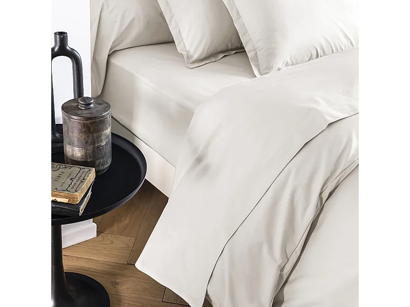 Drap plat coton percale Écru 180x290 - SOMEO - MORPHEE